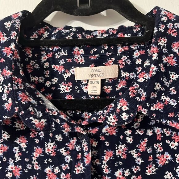 Como Vintage Floral Corduroy Button Down Shirt Shacket XL - Picture 2 of 4